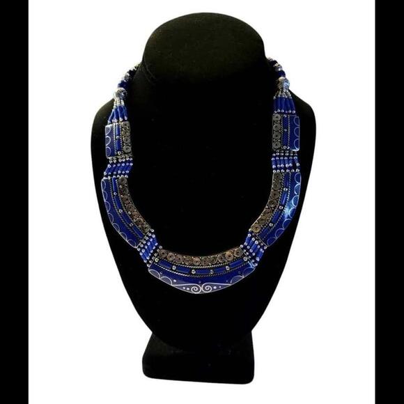 New Handmade Tibetan Necklace - Blue Lapis and Tibetan Silver - Picture 2 of 9